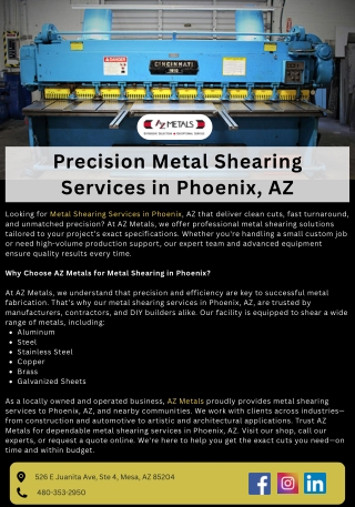 Precision Metal Shearing Services in Phoenix, AZ
