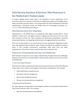 Data Security Solutions & Services Why Paramount is the Middle East’s Trusted Leader