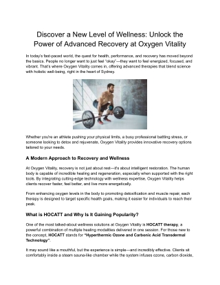 Ozone Steam Sauna Therapy | Oxygen Vitality Sydney