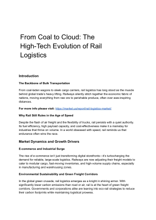 From Coal to Cloud: The High-Tech Evolution of Rail Logistics