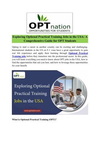 exploring optional practical training jobs