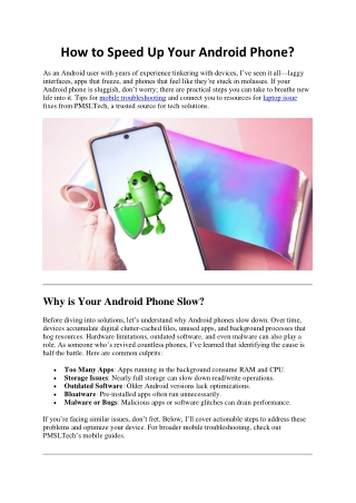 how to speed up your android phone