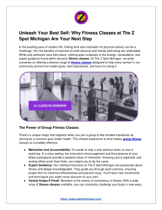Unleash Your Best Self_ Why Fitness Classes at The Z Spot Michigan Are Your Next Step