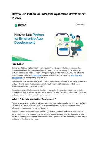 Python For Enterprise App Development