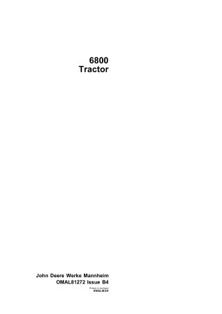 John Deere 6800 Tractor Operator’s Manual Instant Download (Publication No.omal81272)