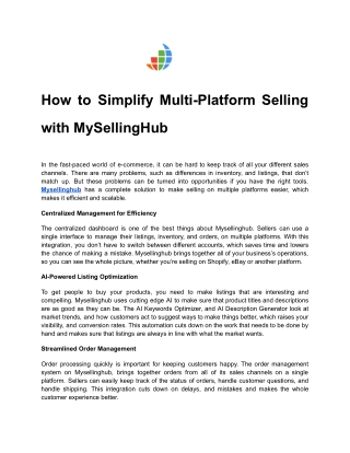 How to Simplify Multi-Platform Selling with MySellingHub