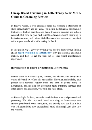 Cheap Beard Trimming in Letterkenny Near Me A Guide to Grooming Services