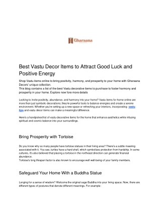 Best Vastu Decor Items to Attract Good Luck and Positive Energy