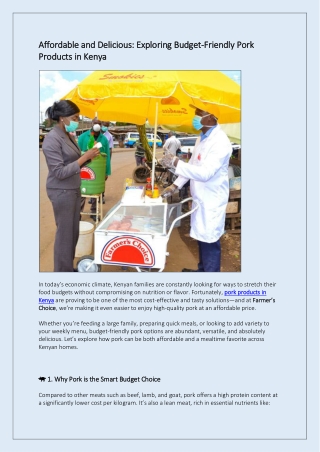 Affordable and Delicious Exploring Budget-Friendly Pork Products in Kenya