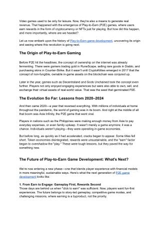 Play-to-Earn Game Development_ Tracing the Origins and the Future