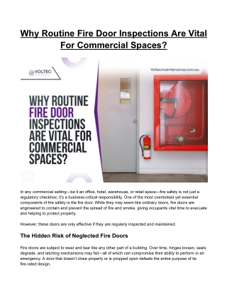 Why Routine Fire Door Inspections Are Vital For Commercial Spaces?