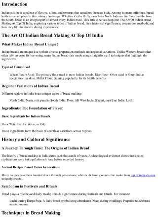 “The Art Of Indian Bread Making At Top Of India”
