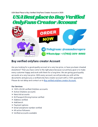 USA Best Place to Buy Verified OnlyFans Creator Account in 2025