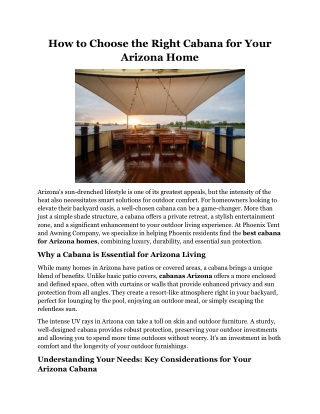 How to Choose the Right Cabana for Your Arizona Home