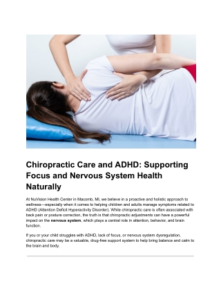 Chiropractic Care and ADHD_ Supporting Focus and Nervous System Health Naturally