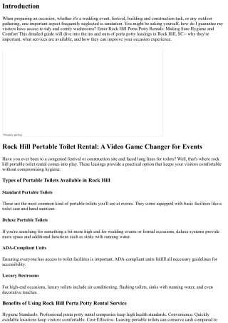 Rock Hill Porta Potty Rentals: Guaranteeing Health and Comfort