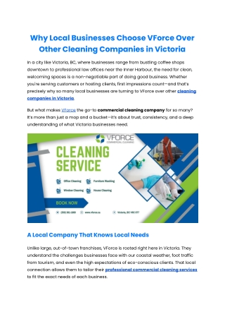 Why Local Businesses Choose VForce Over Other Cleaning Companies in Victoria