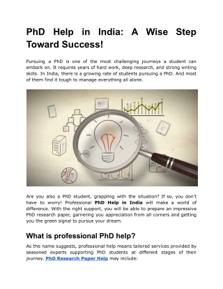 PhD Help in India_ A Wise Step Toward Success!