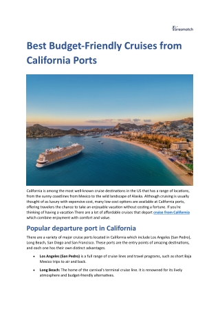 Best Budget-Friendly Cruises from California Ports