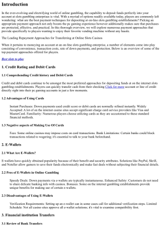 The Leading Payment Techniques for Depositing at Online Slots Online Casinos