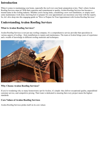 “How to Prepare for Your Appointment with Avalon Roofing Services”