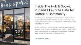 The Hub & Spoke: Rutland’s Favorite Café for Coffee & Community