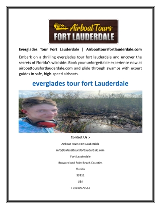 Everglades Tour Fort Lauderdale  Airboattoursfortlauderdale.com