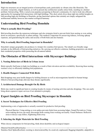 Expert Insights on Bird Proofing High-Rise Buildings in Honolulu