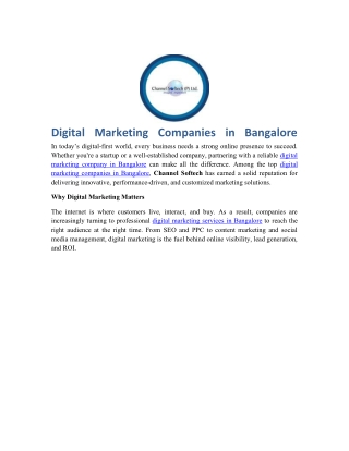 Digital Marketing Companies in Bangalore