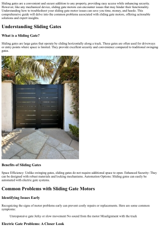 How to Troubleshoot Your Sliding Gate Motor Issues