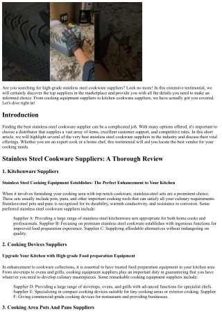 Stainless-steel Cookware Suppliers: A Detailed Evaluation