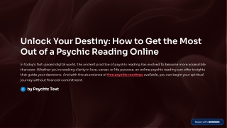 Unlock Your Destiny: How to Get the Most Out of a Psychic Reading Online