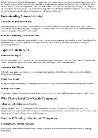 Gate Repair Company Near Me: What Sets Them Apart?