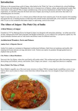 The Allure of Jaipur: The Pink City of India