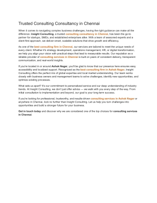 Trusted Consulting Consultancy in Chennai