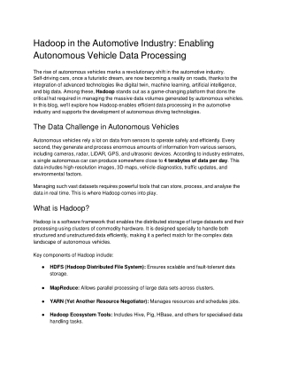 Hadoop in the Automotive Industry_ Enabling Autonomous Vehicle Data Processing