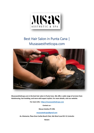 Best Hair Salon in Punta Cana | Musasaestheticspa.com