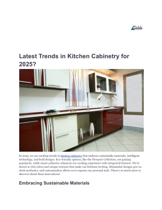 Latest Trends in Kitchen Cabinetry for 2025-AAADistributor