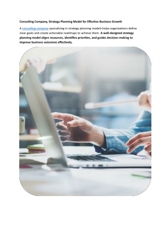 Consulting Company, Strategy Planning Model for Effective Business Growth