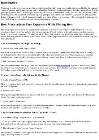 Just How Music Influences Your Experience While Playing Ports.