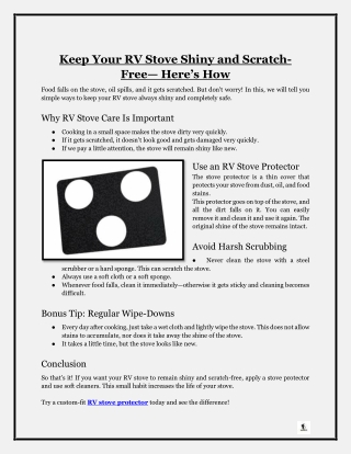 Keep Your RV Stove Shiny and Scratch-Free— Here’s How