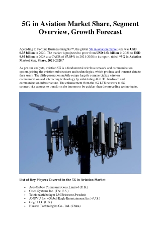 5G in Aviation Market Share
