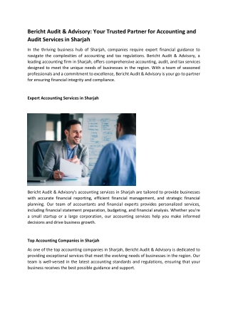 Bericht-Accounting services in Sharjah
