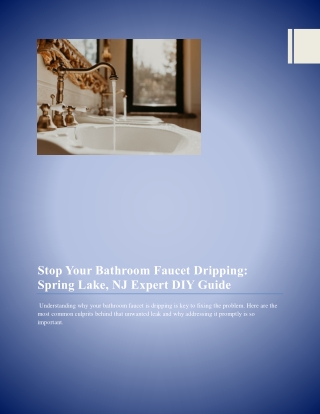 Stop Your Bathroom Faucet Dripping- Spring Lake, NJ Expert DIY Guide