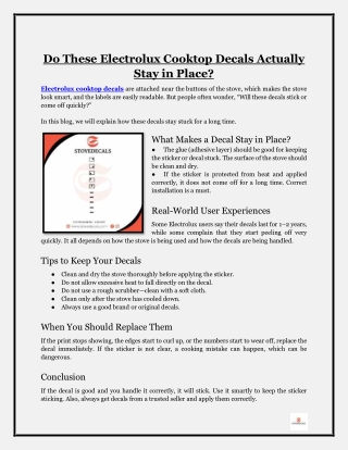 Do These Electrolux Cooktop Decals Actually Stay in Place?