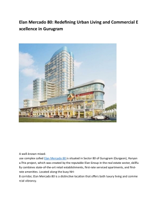 Elan Mercado 80 – Premium Commercial & Retail Space in Gurgaon