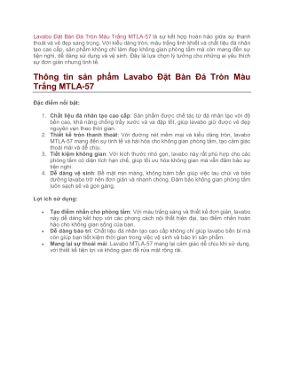 Lavabo Đặt Bàn Đá Tròn Màu Trắng MTLA-57