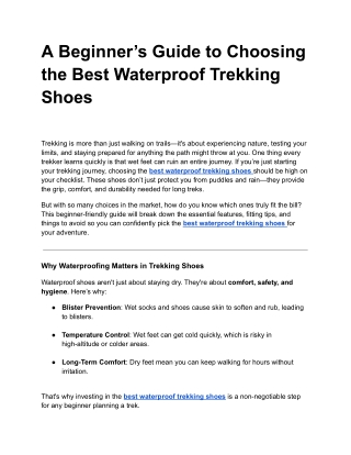 A Beginner’s Guide to Choosing the Best Waterproof Trekking Shoes