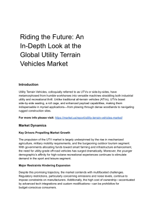 Utility Terrain Vehicles Market