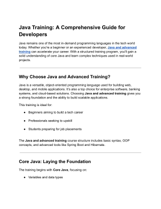 java training a comprehensive guide for developers